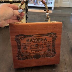 Vintage Mayorga Wooden cigar Box purse with Brass Accents